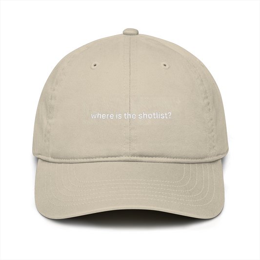 “Where’s the Shot List” Organic Baseball Cap