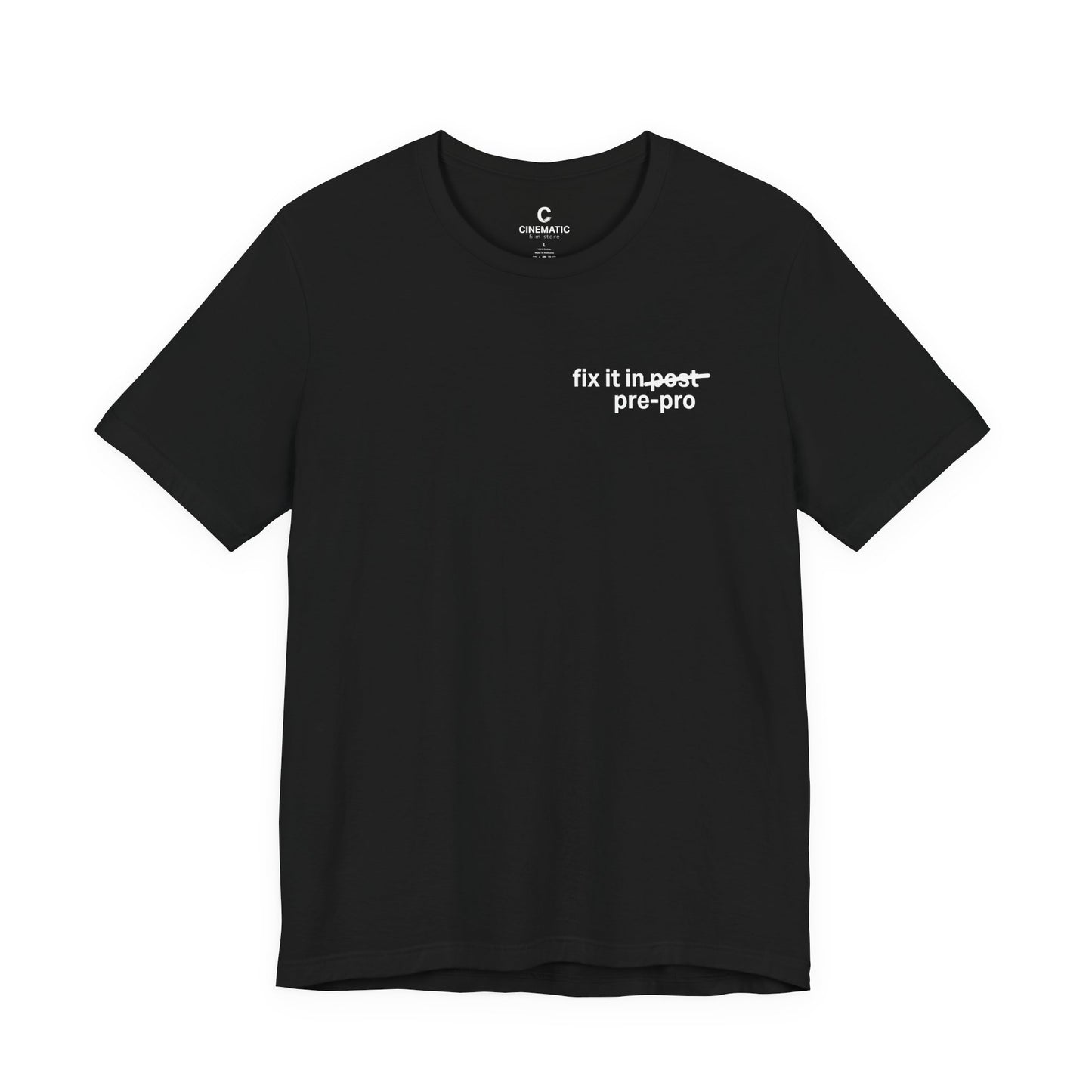 “Fix It in Pre” T-Shirt – Oversized Unisex Boxy Minimalist Style Shirt  for Editors, Producers, & Film Crew