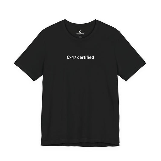 C-47 Certified - Oversized Unisex Boxy Minimalist Style Shirt - Funny Film Crew Tee