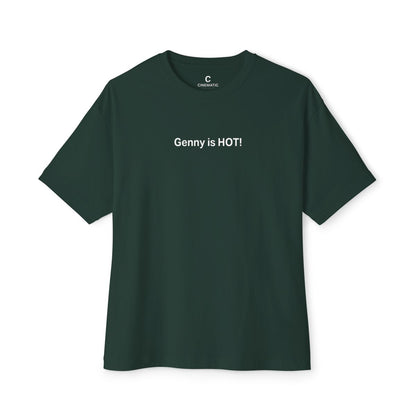 “Genny Is Hot” T-Shirt – Oversized Unisex Boxy Minimalist Style Shirt  - Funny Film Crew Tee for Grips, Gaffers & Electricians